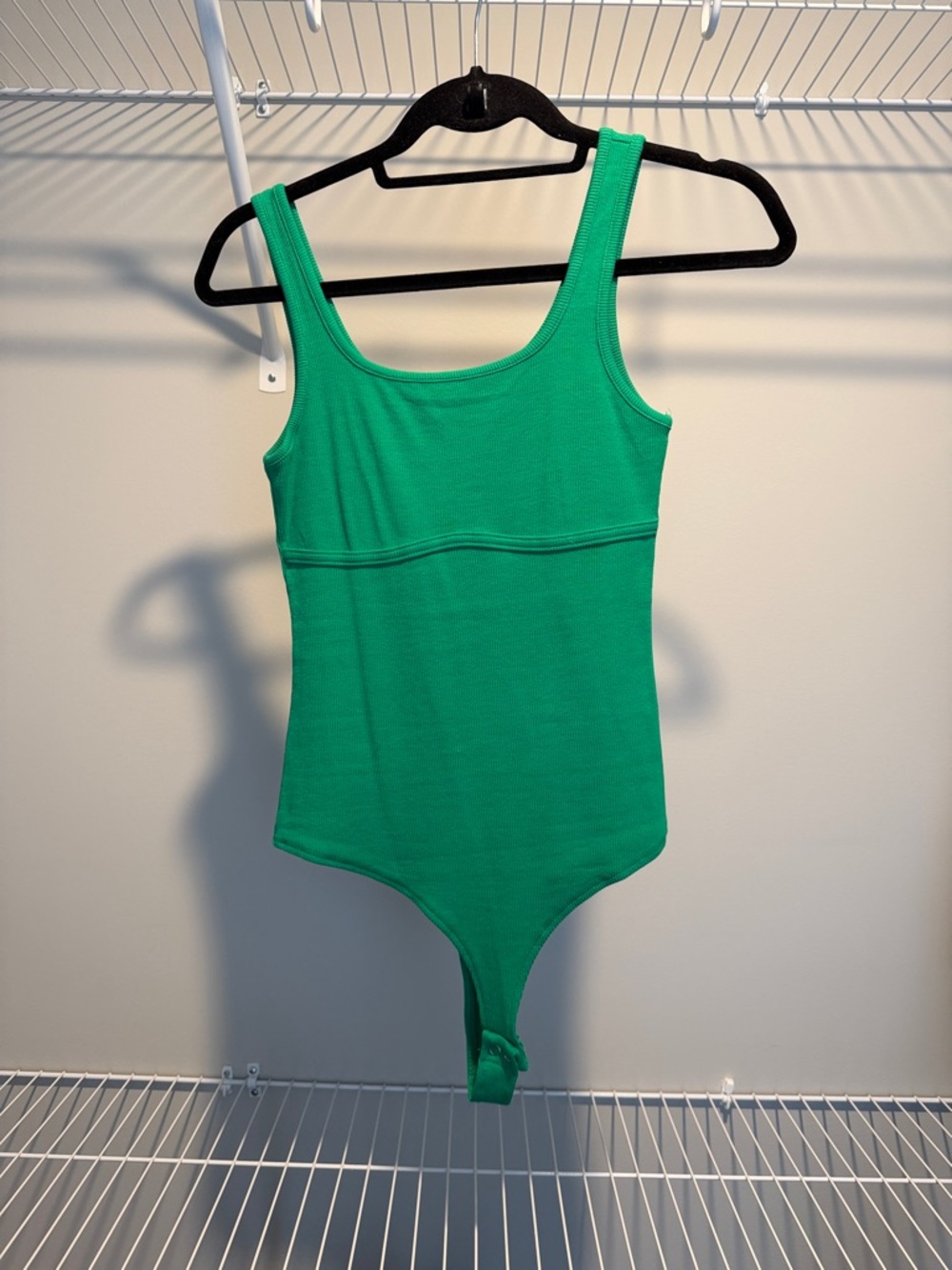 Green Ribbed Tank Bodysuit - Picture 3 of 3